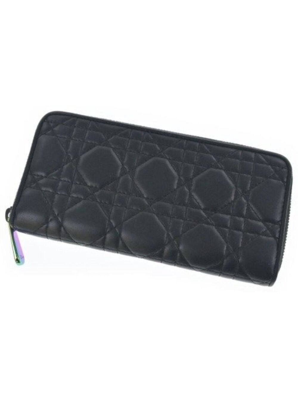 Dior Cannage Round Zip Wallet Coin Purse